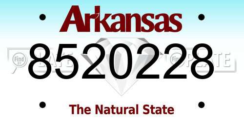 8520228 Arkansas License Plate