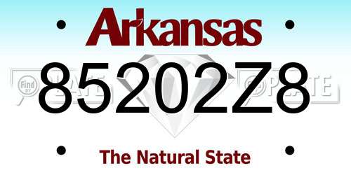 85202Z8 Arkansas License Plate
