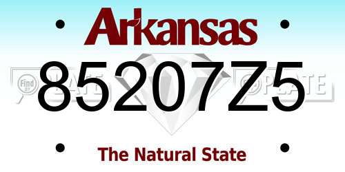 85207Z5 Arkansas License Plate