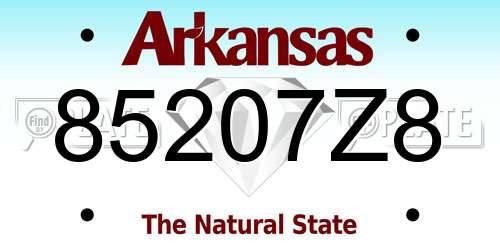 85207Z8 Arkansas License Plate