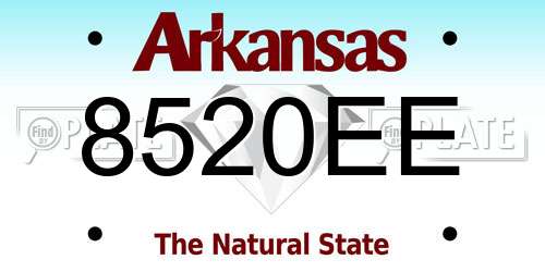 8520EE Arkansas License Plate