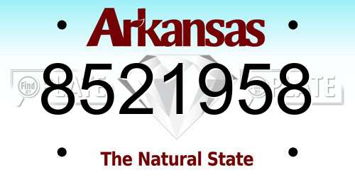 8521958 Arkansas License Plate