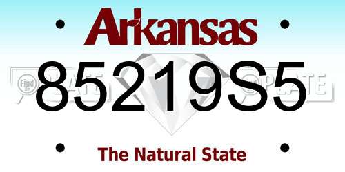 85219S5 Arkansas License Plate