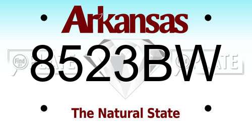 8523BW Arkansas License Plate