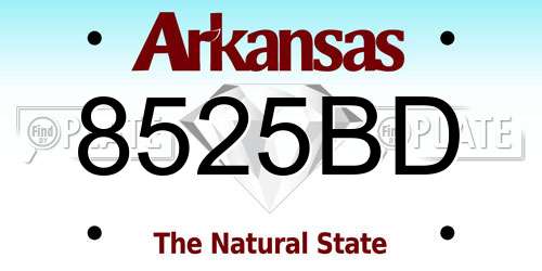 8525BD Arkansas License Plate