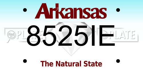 8525IE Arkansas License Plate