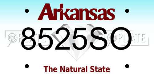 8525SO Arkansas License Plate