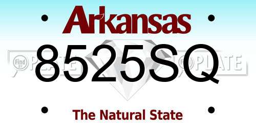 8525SQ Arkansas License Plate