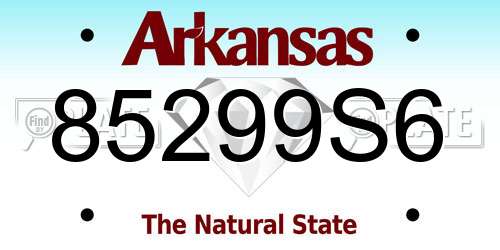 85299S6 Arkansas License Plate