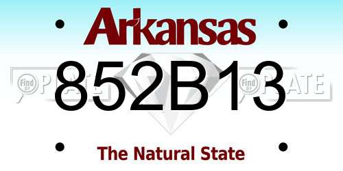 852B13 Arkansas License Plate