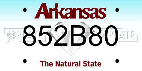 852B80 Arkansas License Plate