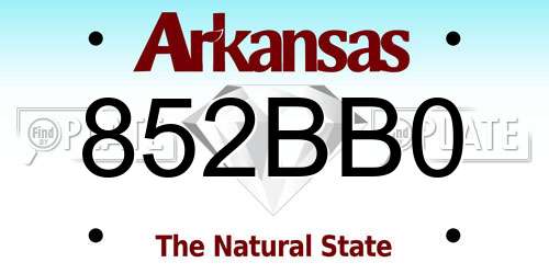 852BB0 Arkansas License Plate