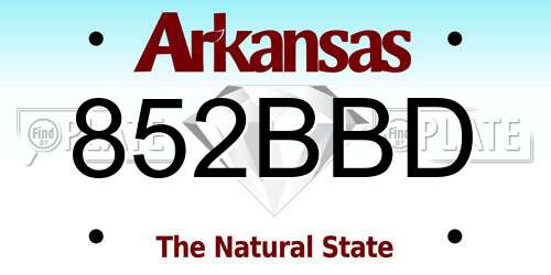 852BBD Arkansas License Plate