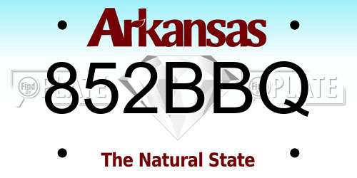 852BBQ Arkansas License Plate