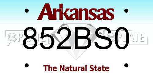 852BS0 Arkansas License Plate