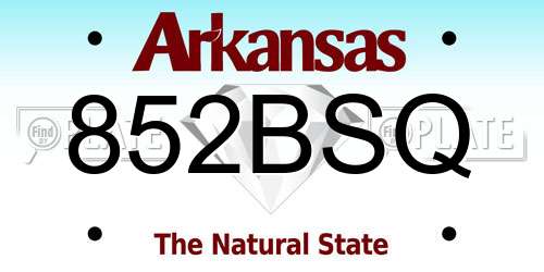 852BSQ Arkansas License Plate