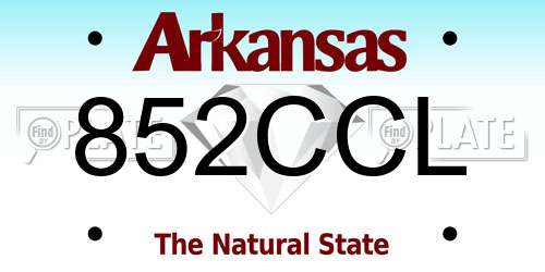 852CCL Arkansas License Plate