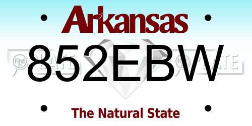 852EBW Arkansas License Plate