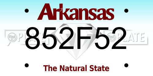 852F52 Arkansas License Plate