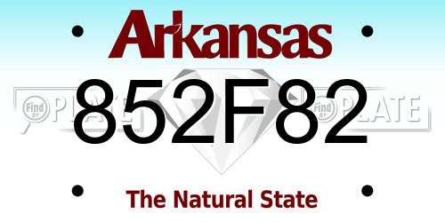 852F82 Arkansas License Plate