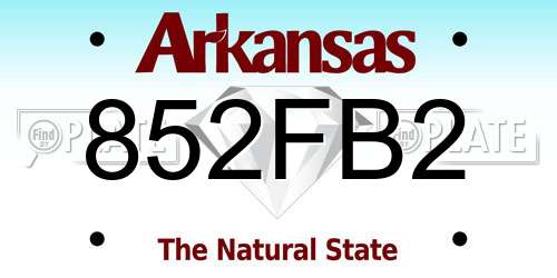 852FB2 Arkansas License Plate