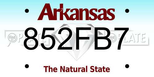 852FB7 Arkansas License Plate