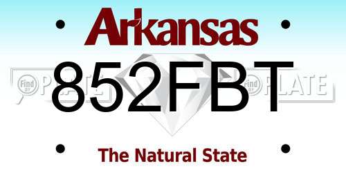 852FBT Arkansas License Plate