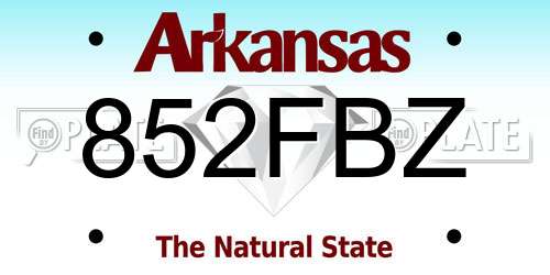 852FBZ Arkansas License Plate