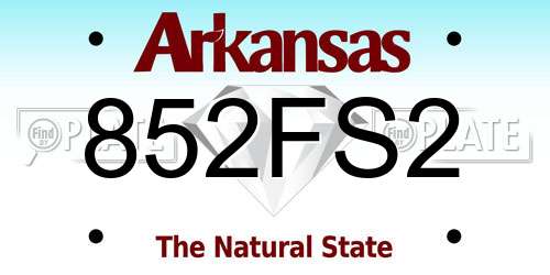 852FS2 Arkansas License Plate