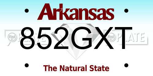 852GXT Arkansas License Plate