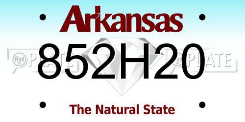 852H20 Arkansas License Plate