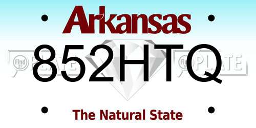 852HTQ Arkansas License Plate