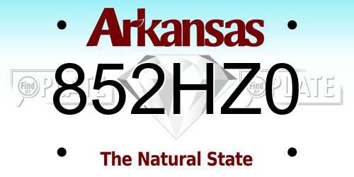 852HZ0 Arkansas License Plate