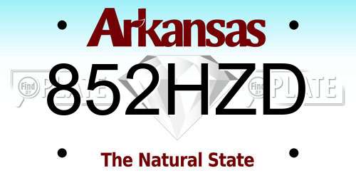 852HZD Arkansas License Plate