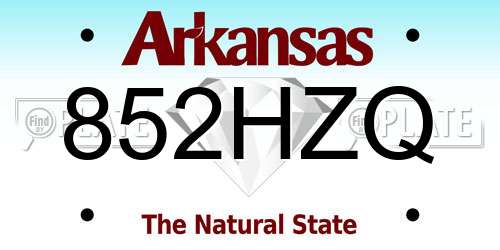 852HZQ Arkansas License Plate