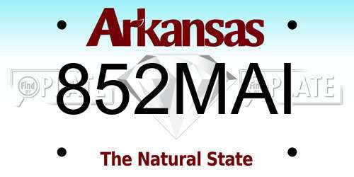 852MAI Arkansas License Plate