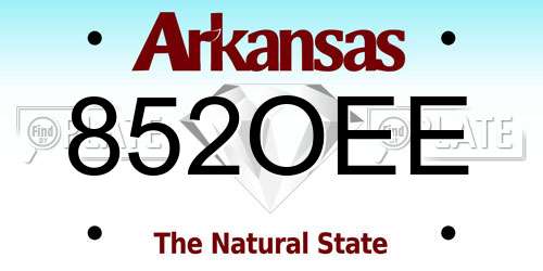 852OEE Arkansas License Plate