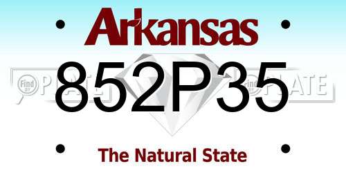 852P35 Arkansas License Plate