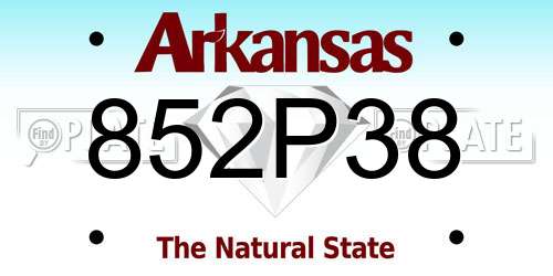 852P38 Arkansas License Plate