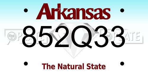 852Q33 Arkansas License Plate
