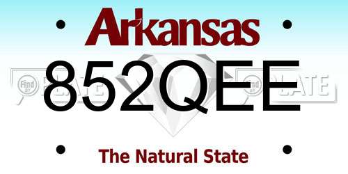 852QEE Arkansas License Plate
