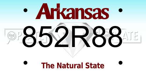 852R88 Arkansas License Plate