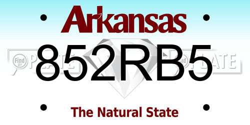852RB5 Arkansas License Plate