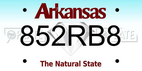 852RB8 Arkansas License Plate