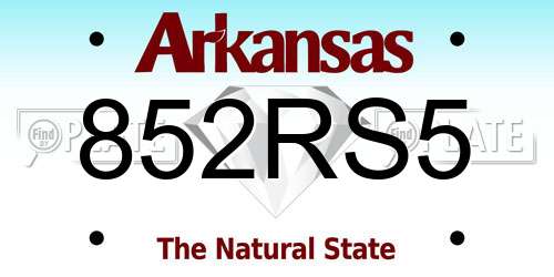 852RS5 Arkansas License Plate