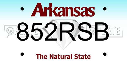 852RSB Arkansas License Plate