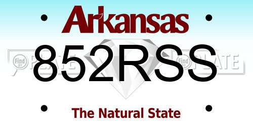 852RSS Arkansas License Plate