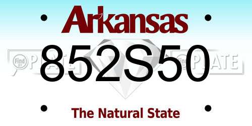 852S50 Arkansas License Plate