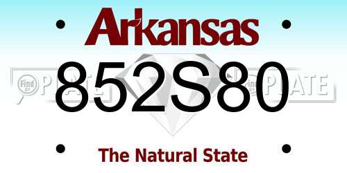 852S80 Arkansas License Plate