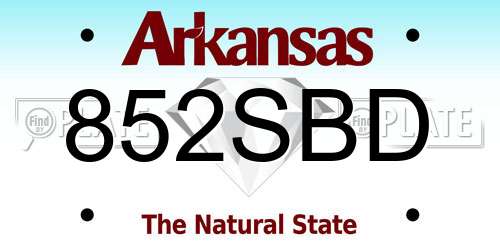 852SBD Arkansas License Plate